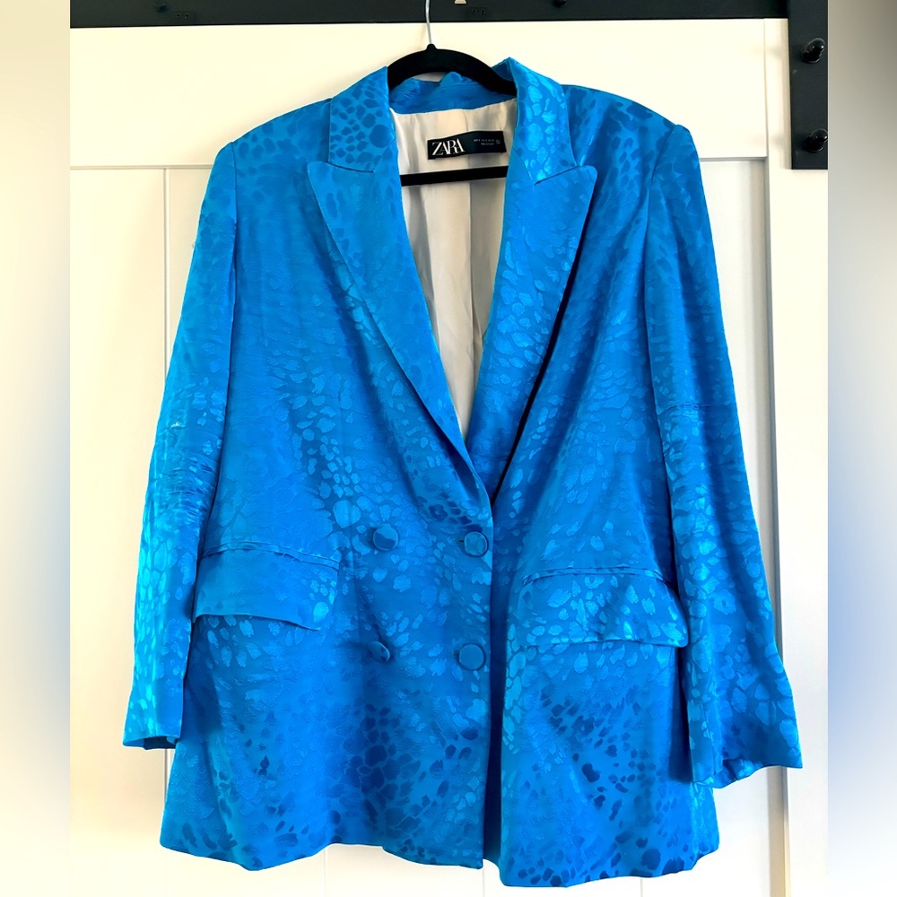 ZARA - Colbalt blue cheetah print blazer